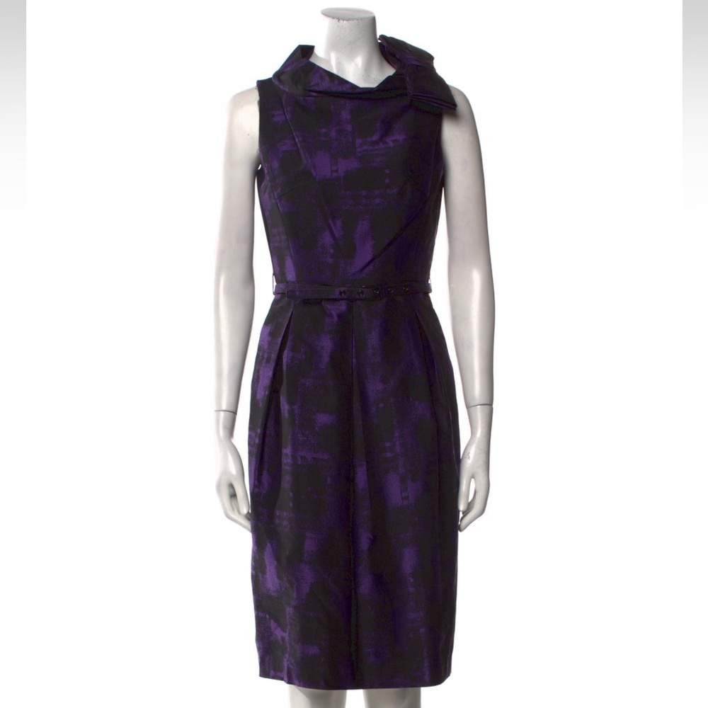 Michael Kors Collection Purple Pleated Sheath Dress